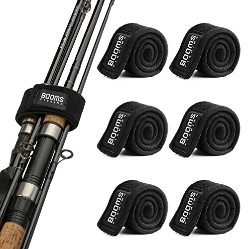 Booms Fishing RS3 Fishing Rod Wrap Pole Straps， Hook & Loop Fishing Rod Belts, Fishing Rod Ties for Casting Rods, Spinning Rods and Fly Rods - style: H: Black_13.8"_6pack