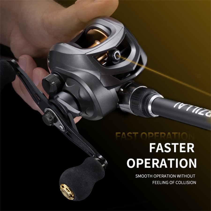 Rooblinos AK Baitcasting Fishing Reel Lightweight Aluminum Spool Fishing Reel 17.6Lbs Max Drag Magnetic Braking System 7.2:1 High-Speed Gear Ratio High Speed Saltwater Freshwater Baitcaster Reel
