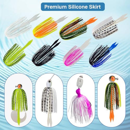 Eupheng 12 Colors Silicone Jig Skirts Fishing Lure Skirt Replacement for Spinnerbaits Bass Buzzbaits DIY Squid Jig Spinner Bait Buzzbaits Accessories - color: 8PC 8879 Umbrella Skirt With Tail