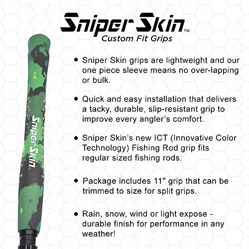 SNIPER SKIN Fishing Rod Grip - Fishing Gear Accessories - Waterproof & Adjustable - Easy to Install, Strong Replacement Grip - color: Realtree WAV3