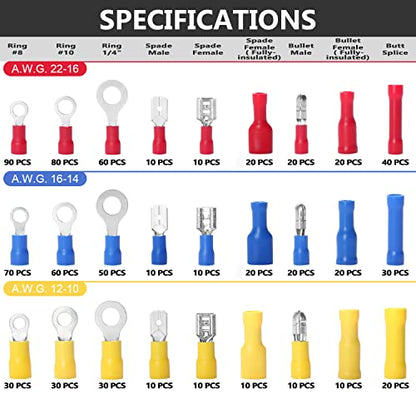 Qibaok Wire Terminals Crimping Tool Kit with 800 PCS Wire Connectors