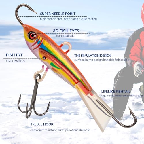 THKFISH Ice Fishing Jigs Ice Fishing Lures Ice Fishing Gear for Crappie, Panfish, Walleye, Bluegill Vertical Jigs Kit Ice Fishing Tackle 4PCS/8PCS 10g(0.35oz) 18g(0.63oz) - color: D style-10g(3/8oz)-4pcs