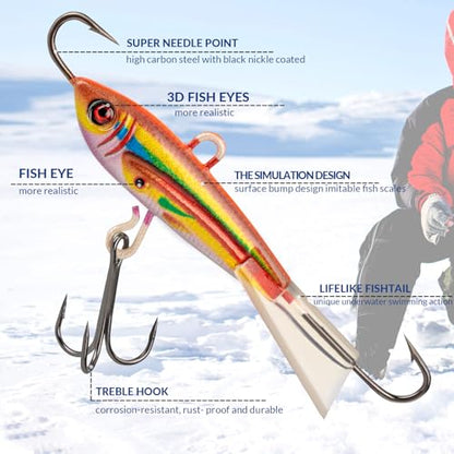 THKFISH Ice Fishing Jigs Ice Fishing Lures Ice Fishing Gear for Crappie, Panfish, Walleye, Bluegill Vertical Jigs Kit Ice Fishing Tackle 4PCS/8PCS 10g(0.35oz) 18g(0.63oz) - color: D style-10g(3/8oz)-4pcs