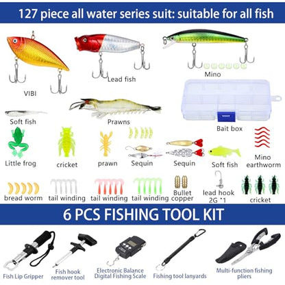 WinnerWhy 484 Pcs Fishing Tools Accessories Kit Include Fish Backpack Fish Hook Lures Hook Remover Lip Gripper for Men Women Fishing Gifts (Brown) - color: Brown