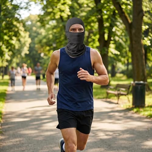 Balaclava Face Mask Sun UV Protection, Summer Cooling Breathable Full Face Mask for Motorcycle Skiing Cycling Fishing - color: Black