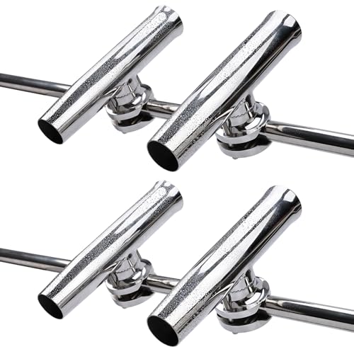 NovelBee 4-Pack Boat Fishing Rod Holder,Stainless Clamp on Fishing Rod Pole Holder for Rails 1-1/4" to 2" ( Tournament Style )