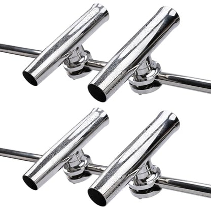 NovelBee 4-Pack Boat Fishing Rod Holder,Stainless Clamp on Fishing Rod Pole Holder for Rails 1-1/4" to 2" ( Tournament Style )