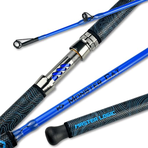 Monster Catfish Casting Rod, 7' MH Glow-in-Dark 1-Piece | Glow catfish rod with S-glass carbon blank, EVA grip, stainless guides, 10-50lb line and 1-10oz lures for night fishing - color: Blue NEW, size: ["Catfish Rod 7'-1pc-Medium Heavy"]