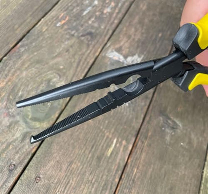 Hanpex-9 inch Fishing Pliers with Anti-Rust Teflon Coated, Freshwater/Saltwater Fishing Tools, Comfort Grip Handles Fishing Gear Idea for Fishing Trip - style: 9" Split Ring Nose