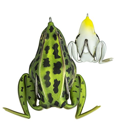 Lunkerhunt - Topwater Fishing Lures for Bass Trout Fishing | Combat Frog Lure for Big Fish | Award Winning Hollow Body Frog Fishing Bait with Weedless Hooks - color: Green Tea
