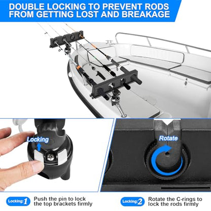 Fishing Rod Holder for Boat, 360° Rotatable Crappie Rod Holder for Boat, Boat Rod Storage Rack - style: B