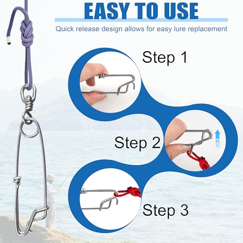 OROOTL 5pcs Longline Fishing Snap Clips, Stainless Steel Floatline Tuna Clips with Swivel Long Line Branch Hangers Snap Trotline Decoys Clips - size: 5inch(660lb)-5pcs