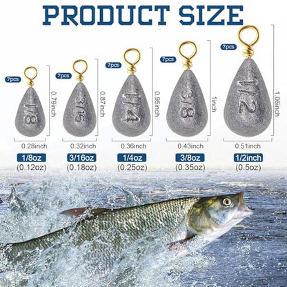 Bass Casting Swivel Bell Sinkers Fishing Weights Drop Shaped Fishing Sinkers Catfish Weights for Ocean Saltwater Surf Bass Casting Gear Tackle - size: 1/2oz 3/8oz