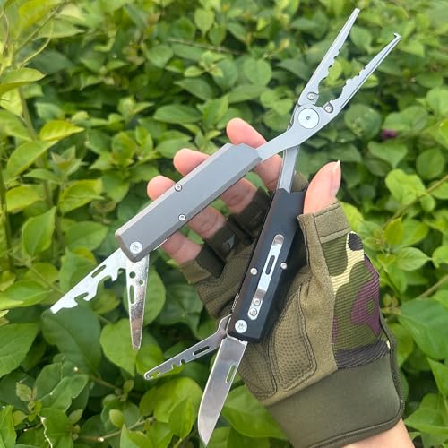 12-IN-1 Fishing Multitool, Titanium Coated Saltwater Fishing Pliers