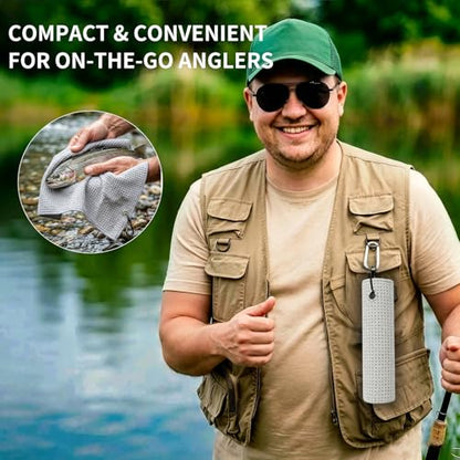 Fishing Towel with Clip,16" X 16",Waffle Pattern Effective Cleaning of Fishing Gear Accessories,Microfiber Absorbent Camping Towel for Men,Hiking Towel,Golf Towel,Grey
