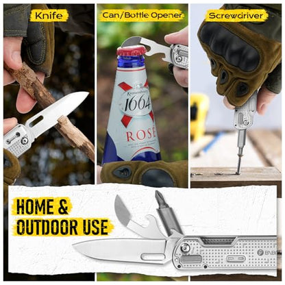BIBURY Multitool Pocket Knife BI2056, Stainless Steel Multi Tool Knife with Clip, Folding Multitool EDC Knife with Magnetic Locking,Screwdriver,Large Scissors,Glass Breaker for Survival Camping Hiking