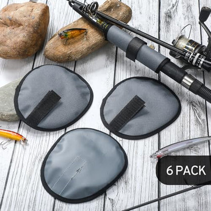 Tioncy 6 Pack Fishing Lure Covers 6 Inch Bait Gloves Lure Wrap Fishing Hook Cover Easily See Bait Storage Protector Guard to Keep Fishermen Safe for Rod - color: Gray