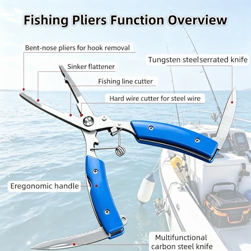 Fish Lip Gripper，Fish Gripper with Scale & Multi Fishing Pliers Set | 40LB Fish Grabber Fishing Gripper, 360° Swivel Handle, Rust Resistant Pliers, Saltwater & Freshwater Fishing