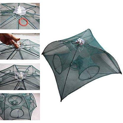 Persei Foldable Fishing Bait Trap Cast Net Cage Cast Dip Cage for Fish Shrimp Minnow Crayfish Crab Bait Trap Cage - color: 4 sides 4 holes+1 hole