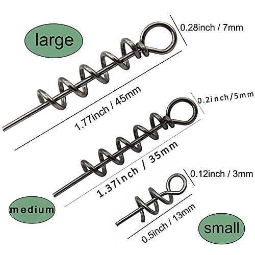Soft Lure Bait Spring Twist Lock,100pcs Fishing Crank Hook Centering Pin Soft Lure Bait Worm Crank Swimbait Keeper Needle Springs Screw Lock Fixed Latch - size: Mixed(S,M,L) Kit-100pcs