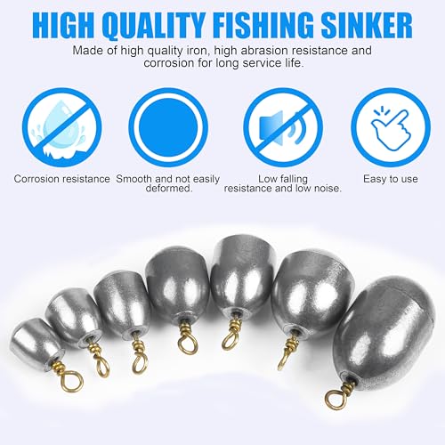 Fishing Weights Sinkers Kit,15pcs Bass Casting Sinkers Weights Bell Sinkers Iron Fishing Weights with Ring Drop Shot for Saltwater Freshwater 1/8oz-1oz - size: 1/8oz-15pcs