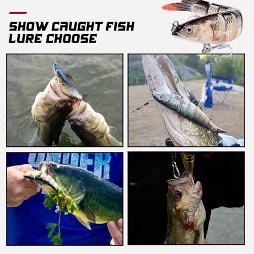 HADORAM Lure Slow Sinking Glide Bait with Fur Tail Lifelike Fishing Tackle for Trout Shad Bass Musky - color: 5.4in-3Pcs