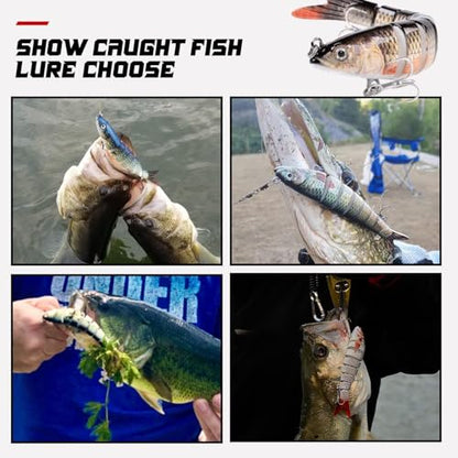 HADORAM Lure Slow Sinking Glide Bait with Fur Tail Lifelike Fishing Tackle for Trout Shad Bass Musky - color: 5.4in-3Pcs