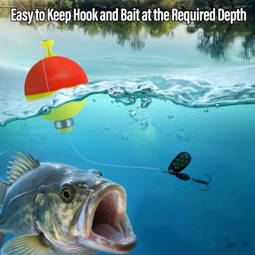 Alwonder 15-Pack Fishing Bobbers Floats, Weighted Bobbers for Fishing Ball EVA Foam Snap-on Floats Corks Floaters Buoys for Crappie Bass Panfish Bluegills Trout - size: #L-1.45in-3/8oz