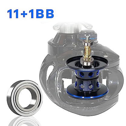 Fishdrops Baitcaster Reel Ultra-Light Baitcasting Fishing Reel, 7.0:1 Gear Ratio, 12.12LB Drag Magnetic Brake, Smooth 11+1BB, Freshwater & Saltwater and Affordable Low Profile Bait Caster Reel - color: Right Handle-Blue Color