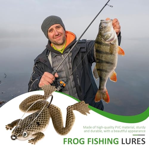 Coffee Frog Lures for Bass Fishing Topwater Frog Realistic Bass Swimbait Soft Floating Bait Artificial Bass Lure for Pike Saltwater Freshwater Bass Trout,Fishing Soft Lures, Baits and Attractants