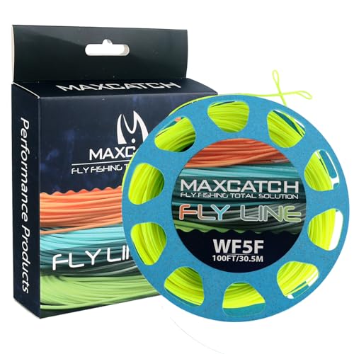Maxcatch Weight Forward Fly Fishing Line with Two Welded Loops, Floating Fly Lines for Freshwater, 100FT (WF1F, 2F, 3F, 4F, 5F, 6F, 7F, 8F) - color: Fly Line-Fluo Yellow (New), size: WF5F-100FT