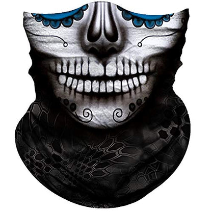 Obacle Skull Face Mask for Women Dust Wind Sun Protection Rave Festival Riding - color: Gray Face Black Nose Big Tear Lips