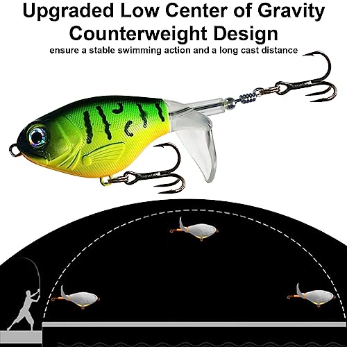 3 Pcs Topwater Fishing Lures, Whopper Popper Fishing Lures Pencil Plopper Floating Lures for Bass