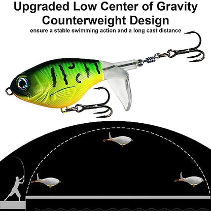3 Pcs Topwater Fishing Lures, Whopper Popper Fishing Lures Pencil Plopper Floating Lures for Bass
