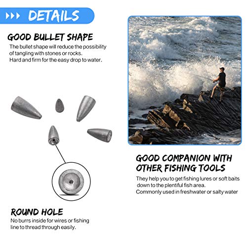 Fishing Weights Kit 29/83pcs Bullet Fishing Weights for Bass Fishing Texas Rigs Worm Weights Fishing Sinkers Freshwater Saltwater Fishing Tackle - style: 83pcs