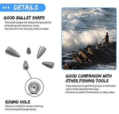 Fishing Weights Kit 29/83pcs Bullet Fishing Weights for Bass Fishing Texas Rigs Worm Weights Fishing Sinkers Freshwater Saltwater Fishing Tackle - style: 83pcs