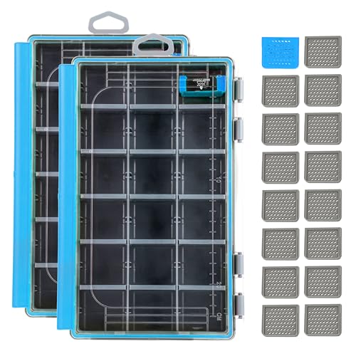 RUNCL Fishing Tackle Box - 360° Waterproof Tackle Trays, 3600 Fishing Tackle Box Organizer with Adjustable Dividers for Jigs Lures, Blue, 2 Pack - color: Blue, size: 2Pcs 3600