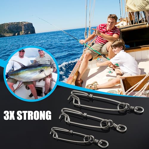 OROOTL 5pcs Longline Fishing Snap Clips, Stainless Steel Floatline Tuna Clips with Swivel Long Line Branch Hangers Snap Trotline Decoys Clips - size: 6inch(1100lb)-5pcs
