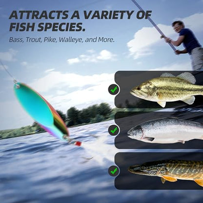 Jigging Spoon Fishing Lures 20/40PCS Kit – Metal Casting Spoon Lure Set with Treble Hooks, Mixed Sizes Spinner Baits for Saltwater & Freshwater Trout, Salmon, Bass - color: Holographic, size: Mixed Size 20PCS