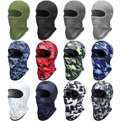 Geyoga 12 Pcs Cooling Balaclava, UV Sun Mask for Men Women, Summer Breathable Helmet Liner for Motorcycle Fishing - color: Mixed, style: Classic