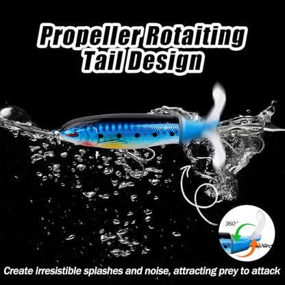 Fishing Lures Bass Popper Topwater 5pcs FS/YE-04 | Rotating Tail Bionic Swimming Lure, for Bass Trout Walleye Catfish Pike,Freshwater ,Saltwater,Crankbaits - color: B, size: 5.38'',1.27oz