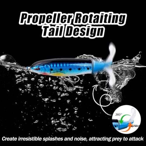 Fishing Lures Bass Popper Topwater 5pcs FS/YE-04 | Rotating Tail Bionic Swimming Lure, for Bass Trout Walleye Catfish Pike,Freshwater ,Saltwater,Crankbaits - color: B, size: 4.33'',0.46oz