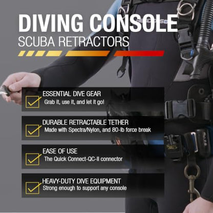 Gear Keeper Scuba Retractable Lanyard for Dive Console & Depth Gauge - Keeps Scuba Gear Secure & Accessible - Made in USA - size: Chest Mount (Mini), style: Hd Rotating Snap Clip