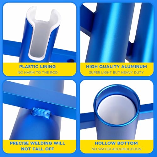 Aluminium Fishing Rod Holders for Boat, Wall-Mounted Fishing Pole Roof Rod Rack,Surf Fishing Rod Holder for Truck, Boats & Yacht - color: 3 Tubes Blue