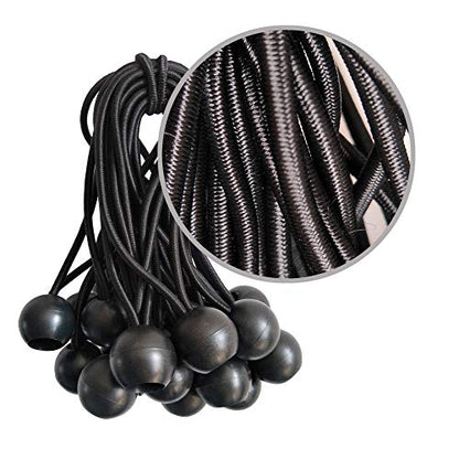 Ball Bungee Cords, 20 Packs, 9 Inch Black Tie Down Cords for Tarp, Canopy Shelter, Wall Pipe, UV Resistant - size: 9 Inch