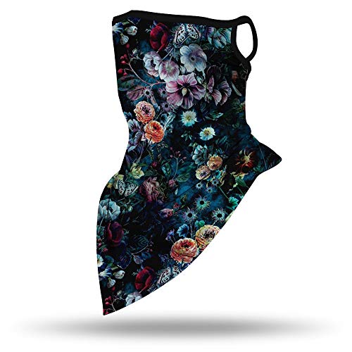YAYOUREL Neck Gaiter Face Mask Bandanas for Men Women UV Face Scarf Cover Ear Loop Hole Facemask for Fishing Running Cycling - color: Dark Blue