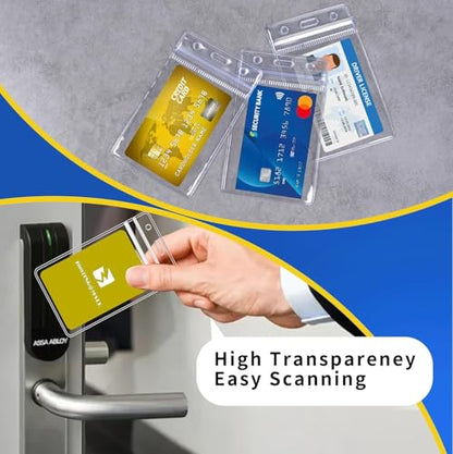 6 Pack Extra Thick ID Card Name Badge Holder Heavy Duty Waterproof Clear Plastic PVC Vertical Sleeve Pocket Resealable(Clear,)- - color: Clear, size: 6 Pack - Vertical