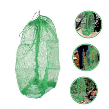 SUPVOX Portable Nylon Fishing Net Bag with Drawstring, 100x60cm Collapsible Fish Keeper Net for Outdoor Live Fish Storage and Crab Catching