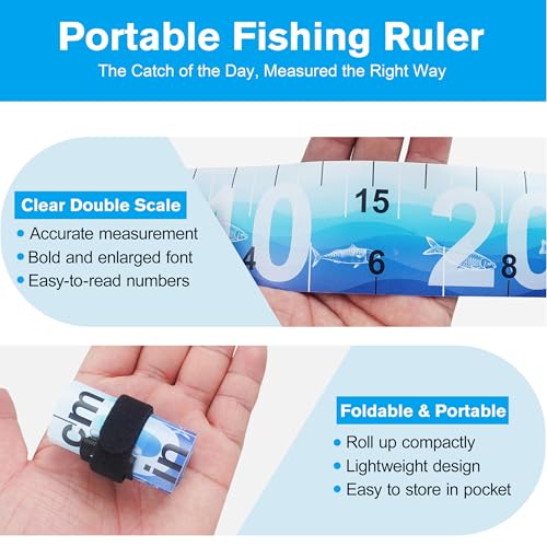 OROOTL Fish Ruler Fishing Measuring Tape, 2 Packs 36in/90cm Folding Fishing Ruler with Storage Strap Portable Roll Up Waterproof Fish Tape Measure Tool