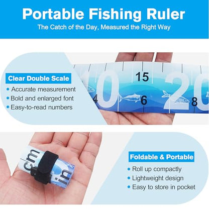 OROOTL Fish Ruler Fishing Measuring Tape, 2 Packs 36in/90cm Folding Fishing Ruler with Storage Strap Portable Roll Up Waterproof Fish Tape Measure Tool